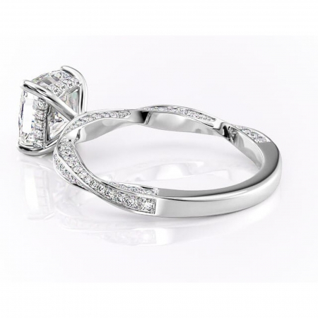 Inel de logodnă Rhea din aur Alb 14kt cu moissanite tăietură pernă – Montură pavé rafinată pentru profil înalt | Personalizează și configurează gratuit online [4]