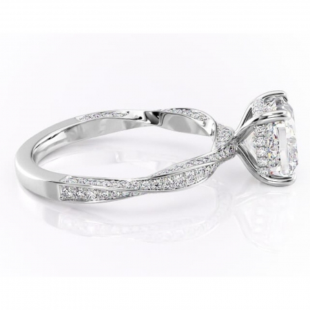 Inel de logodnă Rhea din aur Alb 14kt cu moissanite tăietură pernă – Montură pavé rafinată pentru profil înalt | Personalizează și configurează gratuit online [1]