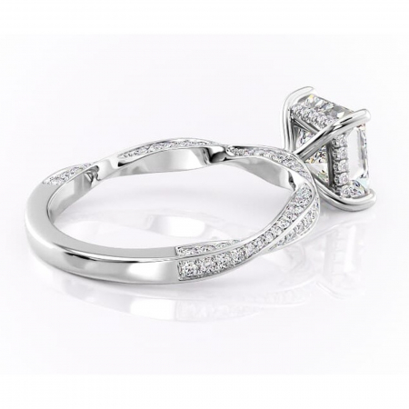 Inel de logodnă Rhea din aur Alb 18kt cu moissanite tăietură princess – Montură pavé rafinată pentru profil înalt | Personalizează și configurează gratuit online [2]