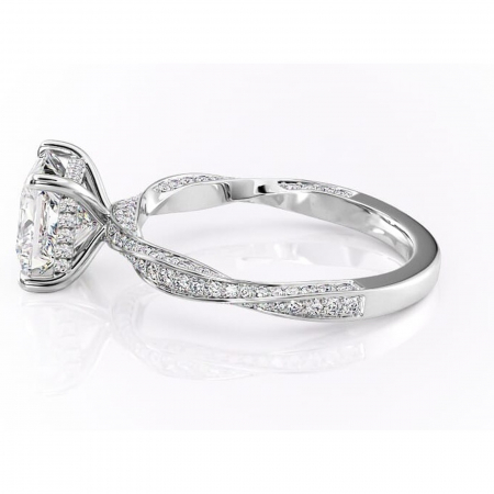 Inel de logodnă Rhea din aur Alb 18kt cu moissanite tăietură princess – Montură pavé rafinată pentru profil înalt | Personalizează și configurează gratuit online [5]