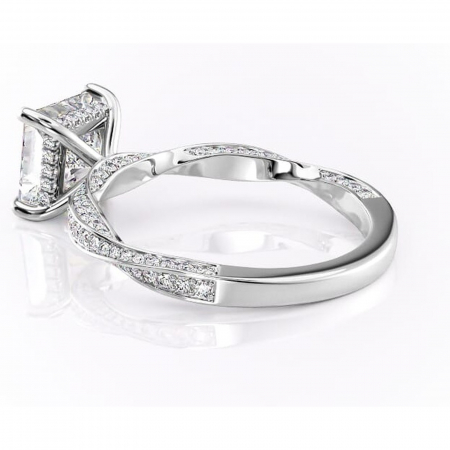 Inel de logodnă Rhea din aur Alb 18kt cu moissanite tăietură princess – Montură pavé rafinată pentru profil înalt | Personalizează și configurează gratuit online [4]