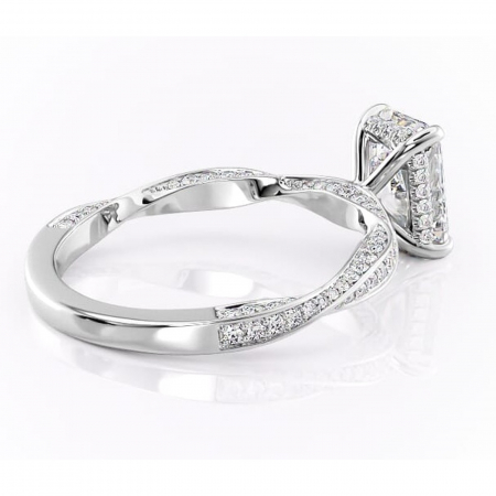 Inel de logodnă Rhea din aur Alb 14kt cu moissanite tăietură radiantă – Montură pavé rafinată pentru profil înalt | Personalizează și configurează gratuit online [2]