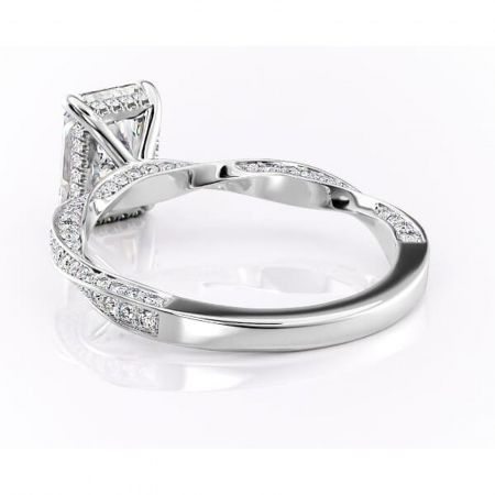 Inel de logodnă Rhea din aur Alb 14kt cu moissanite tăietură radiantă – Montură pavé rafinată pentru profil înalt | Personalizează și configurează gratuit online [3]