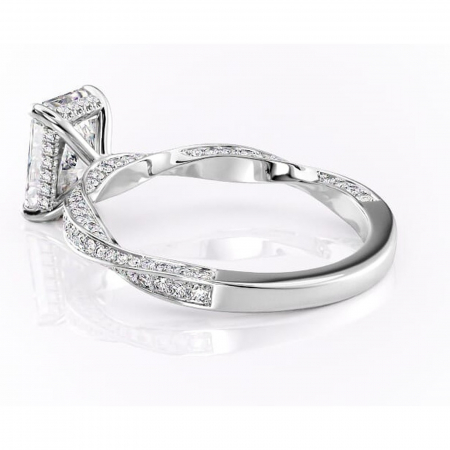 Inel de logodnă Rhea din aur Alb 14kt cu moissanite tăietură radiantă – Montură pavé rafinată pentru profil înalt | Personalizează și configurează gratuit online [4]