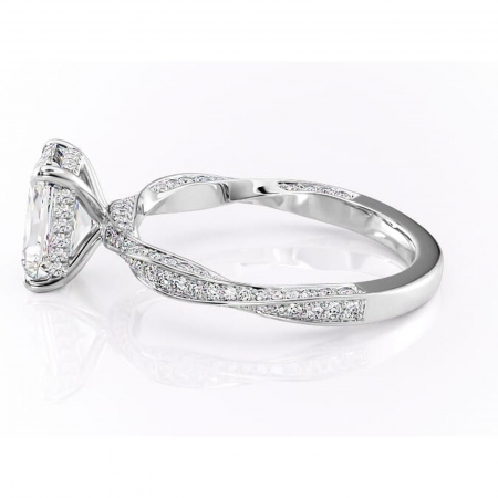 Inel de logodnă Rhea din aur Alb 14kt cu moissanite tăietură radiantă – Montură pavé rafinată pentru profil înalt | Personalizează și configurează gratuit online [5]