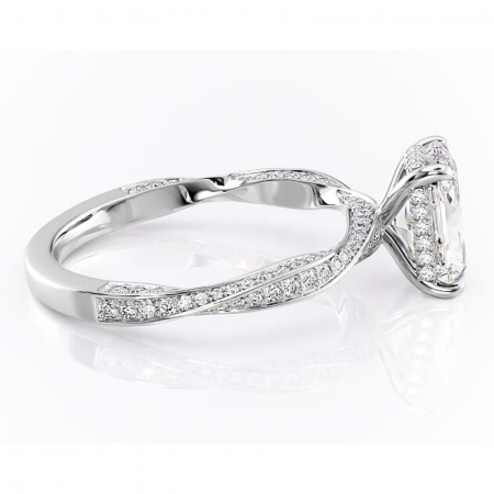 Inel de logodnă Rhea din aur Alb 14kt cu moissanite tăietură radiantă – Montură pavé rafinată pentru profil înalt | Personalizează și configurează gratuit online [1]