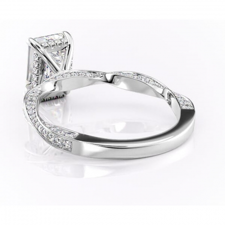 Inel de logodnă Rhea din aur Alb 14kt cu moissanite tăietură smarald – Montură pavé rafinată pentru profil înalt | Personalizează și configurează gratuit online [3]