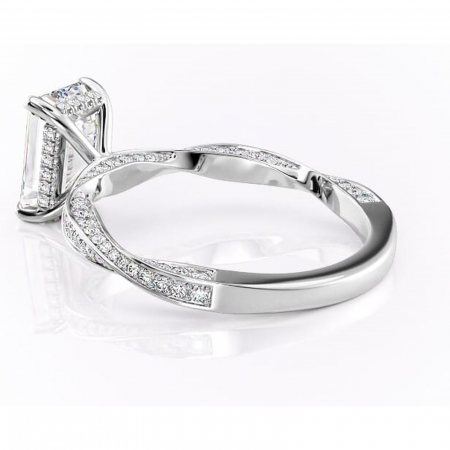 Inel de logodnă Rhea din aur Alb 14kt cu moissanite tăietură smarald – Montură pavé rafinată pentru profil înalt | Personalizează și configurează gratuit online [4]