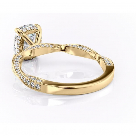 Inel de logodnă Rhea din aur Galben 14kt cu moissanite tăietură asscher – Montură pavé rafinată pentru profil înalt | Personalizează și configurează gratuit online [3]