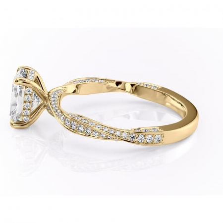 Inel de logodnă Rhea din aur Galben 14kt cu moissanite tăietură asscher – Montură pavé rafinată pentru profil înalt | Personalizează și configurează gratuit online [5]