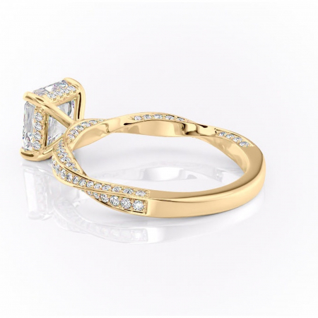 Inel de logodnă Rhea din aur Galben 18kt cu moissanite tăietură asscher – Montură pavé rafinată pentru profil înalt | Personalizează și configurează gratuit online [4]