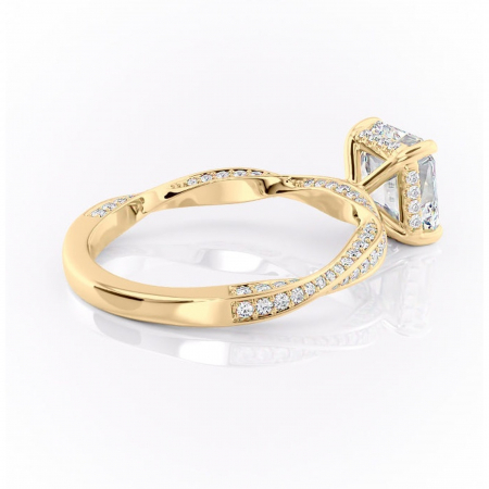 Inel de logodnă Rhea din aur Galben 18kt cu moissanite tăietură asscher – Montură pavé rafinată pentru profil înalt | Personalizează și configurează gratuit online [2]