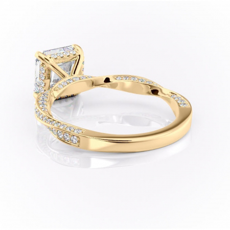 Inel de logodnă Rhea din aur Galben 18kt cu moissanite tăietură asscher – Montură pavé rafinată pentru profil înalt | Personalizează și configurează gratuit online [3]