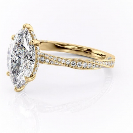 Inel de logodnă Rhea din aur Galben 18kt cu moissanite tăietură marquise – Montură pavé rafinată pentru profil înalt | Personalizează și configurează gratuit online [6]