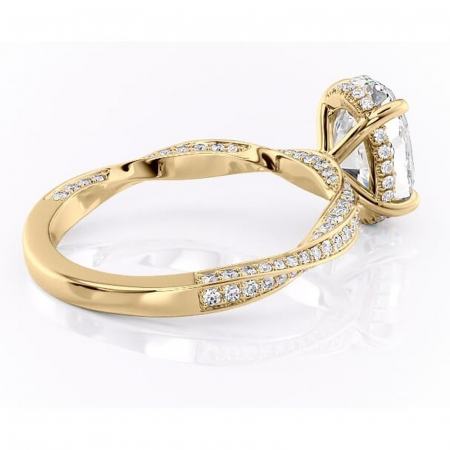 Inel de logodnă Rhea din aur Galben 14kt cu moissanite tăietură ovală – Montură pavé rafinată pentru profil înalt | Personalizează și configurează gratuit online [2]