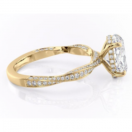 Inel de logodnă Rhea din aur Galben 14kt cu moissanite tăietură ovală – Montură pavé rafinată pentru profil înalt | Personalizează și configurează gratuit online [1]