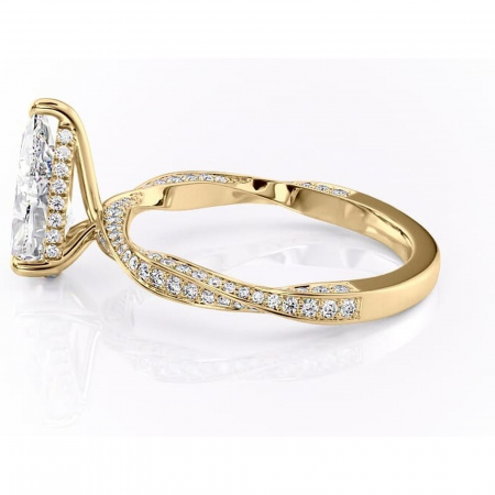 Inel de logodnă Rhea din aur Galben 18kt cu moissanite tăietură pară – Montură pavé rafinată pentru profil înalt | Personalizează și configurează gratuit online [5]