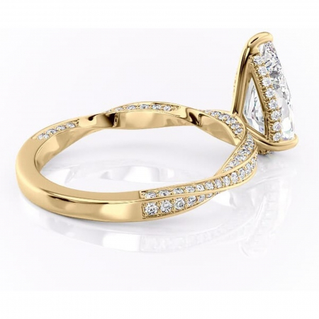 Inel de logodnă Rhea din aur Galben 18kt cu moissanite tăietură pară – Montură pavé rafinată pentru profil înalt | Personalizează și configurează gratuit online [2]