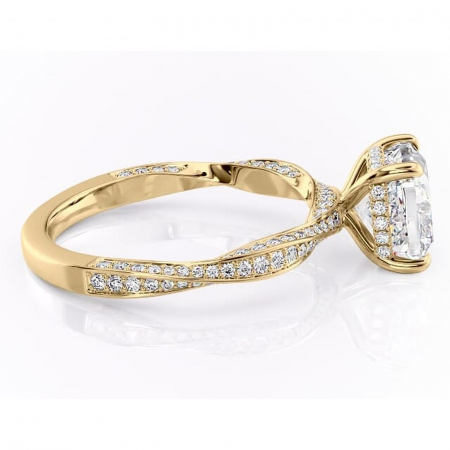 Inel de logodnă Rhea din aur Galben 14kt cu moissanite tăietură pernă – Montură pavé rafinată pentru profil înalt | Personalizează și configurează gratuit online [1]