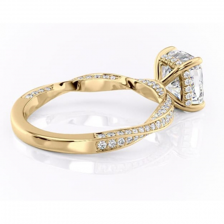 Inel de logodnă Rhea din aur Galben 14kt cu moissanite tăietură pernă – Montură pavé rafinată pentru profil înalt | Personalizează și configurează gratuit online [2]