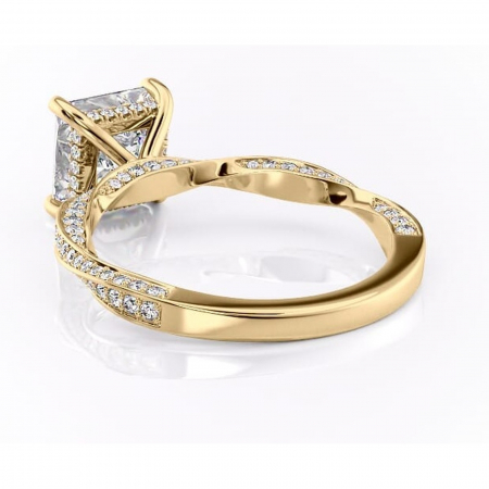 Inel de logodnă Rhea din aur Galben 14kt cu moissanite tăietură princess – Montură pavé rafinată pentru profil înalt | Personalizează și configurează gratuit online [3]