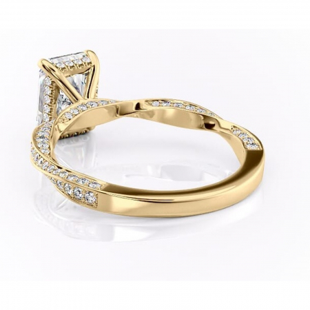 Inel de logodnă Rhea din aur Galben 18kt cu moissanite tăietură radiantă – Montură pavé rafinată pentru profil înalt | Personalizează și configurează gratuit online [3]