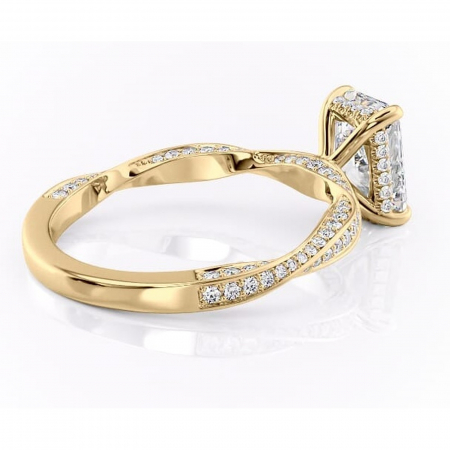 Inel de logodnă Rhea din aur Galben 18kt cu moissanite tăietură radiantă – Montură pavé rafinată pentru profil înalt | Personalizează și configurează gratuit online [2]