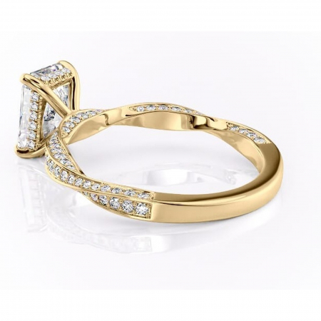 Inel de logodnă Rhea din aur Galben 18kt cu moissanite tăietură radiantă – Montură pavé rafinată pentru profil înalt | Personalizează și configurează gratuit online [4]