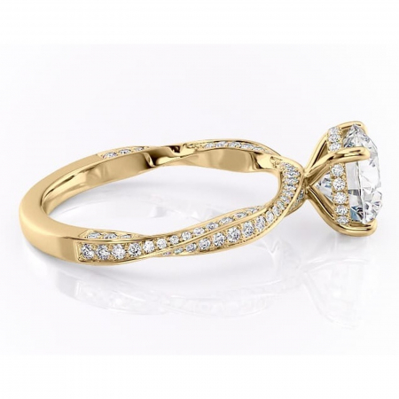 Inel de logodnă Rhea din aur Galben 14kt cu moissanite tăietură rotundă – Montură pavé rafinată pentru profil înalt | Personalizează și configurează gratuit online [1]