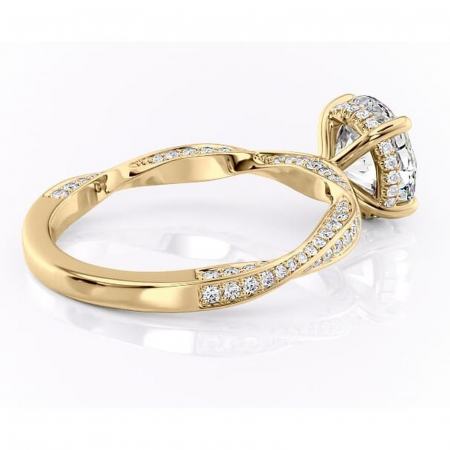 Inel de logodnă Rhea din aur Galben 14kt cu moissanite tăietură rotundă – Montură pavé rafinată pentru profil înalt | Personalizează și configurează gratuit online [2]