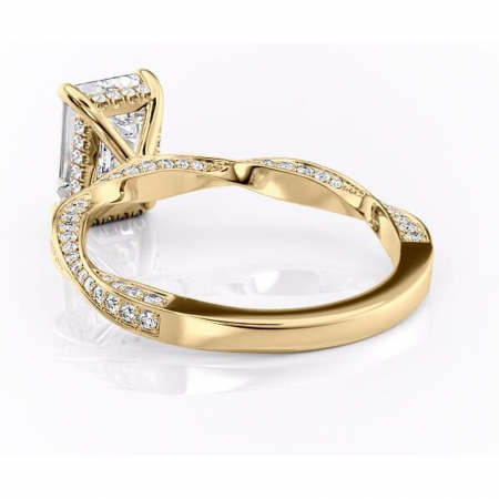 Inel de logodnă Rhea din aur Galben 14kt cu moissanite tăietură smarald – Montură pavé rafinată pentru profil înalt | Personalizează și configurează gratuit online [3]