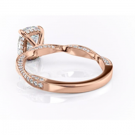 Inel de logodnă Rhea din aur Rose 14kt cu moissanite tăietură asscher – Montură pavé rafinată pentru profil înalt | Personalizează și configurează gratuit online [3]