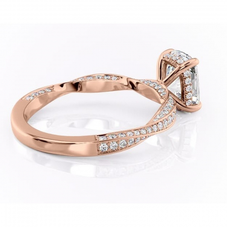 Inel de logodnă Rhea din aur Rose 14kt cu moissanite tăietură asscher – Montură pavé rafinată pentru profil înalt | Personalizează și configurează gratuit online [2]