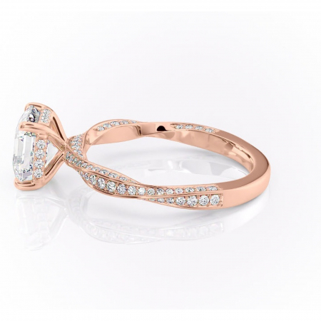 Inel de logodnă Rhea din aur Rose 14kt cu moissanite tăietură asscher – Montură pavé rafinată pentru profil înalt | Personalizează și configurează gratuit online [5]