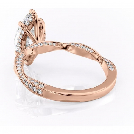 Inel de logodnă Rhea din aur Rose 18kt cu moissanite tăietură marquise – Montură pavé rafinată pentru profil înalt | Personalizează și configurează gratuit online [3]