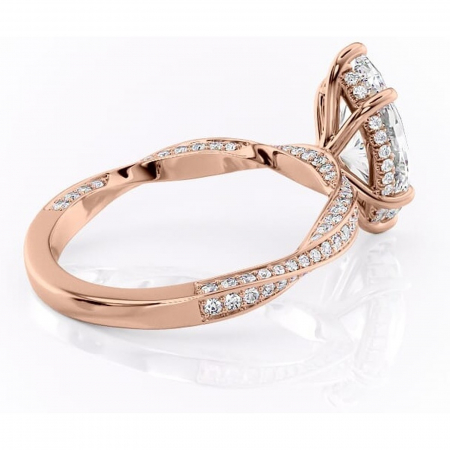 Inel de logodnă Rhea din aur Rose 18kt cu moissanite tăietură marquise – Montură pavé rafinată pentru profil înalt | Personalizează și configurează gratuit online [2]
