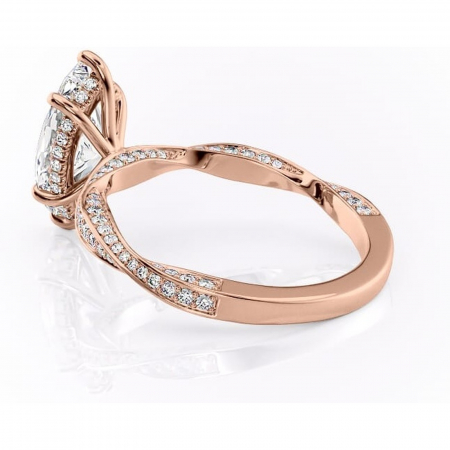 Inel de logodnă Rhea din aur Rose 18kt cu moissanite tăietură marquise – Montură pavé rafinată pentru profil înalt | Personalizează și configurează gratuit online [4]