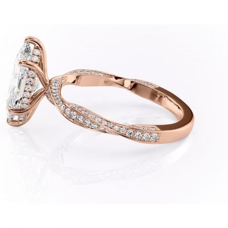 Inel de logodnă Rhea din aur Rose 18kt cu moissanite tăietură marquise – Montură pavé rafinată pentru profil înalt | Personalizează și configurează gratuit online [5]