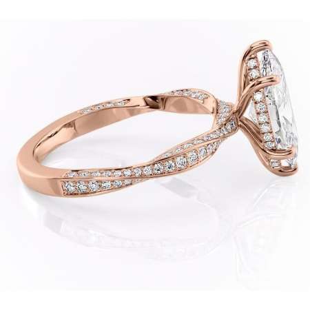 Inel de logodnă Rhea din aur Rose 18kt cu moissanite tăietură marquise – Montură pavé rafinată pentru profil înalt | Personalizează și configurează gratuit online [1]