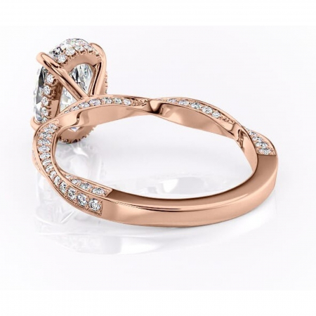 Inel de logodnă Rhea din aur Rose 18kt cu moissanite tăietură ovală – Montură pavé rafinată pentru profil înalt | Personalizează și configurează gratuit online [3]