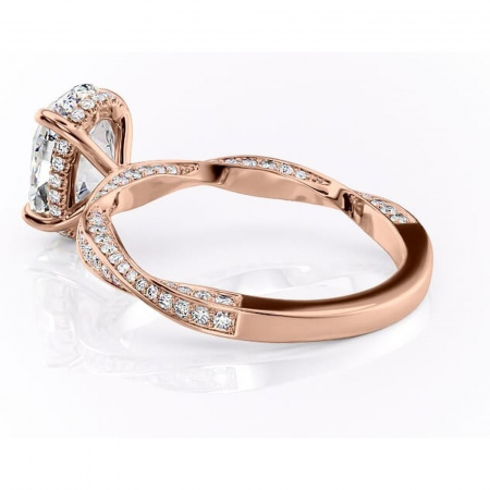 Inel de logodnă Rhea din aur Rose 18kt cu moissanite tăietură ovală – Montură pavé rafinată pentru profil înalt | Personalizează și configurează gratuit online [4]