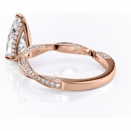Inel de logodnă Rhea din aur Rose 14kt cu moissanite tăietură pară – Montură pavé rafinată pentru profil înalt | Personalizează și configurează gratuit online [4]