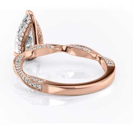 Inel de logodnă Rhea din aur Rose 14kt cu moissanite tăietură pară – Montură pavé rafinată pentru profil înalt | Personalizează și configurează gratuit online [3]