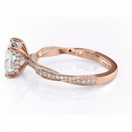 Inel de logodnă Rhea din aur Rose 14kt cu moissanite tăietură princess – Montură pavé rafinată pentru profil înalt | Personalizează și configurează gratuit online [5]