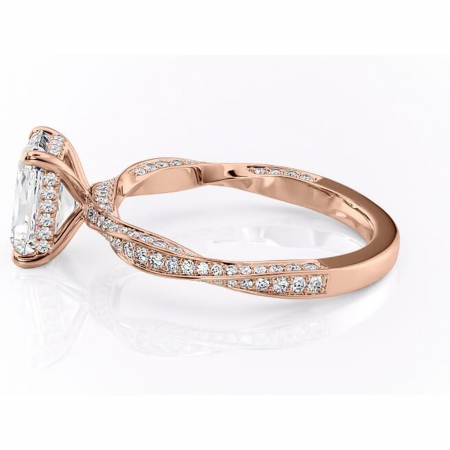 Inel de logodnă Rhea din aur Rose 18kt cu moissanite tăietură radiantă – Montură pavé rafinată pentru profil înalt | Personalizează și configurează gratuit online [5]