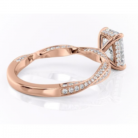 Inel de logodnă Rhea din aur Rose 18kt cu moissanite tăietură radiantă – Montură pavé rafinată pentru profil înalt | Personalizează și configurează gratuit online [2]