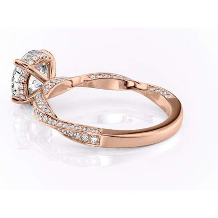 Inel de logodnă Rhea din aur Rose 14kt cu moissanite tăietură rotundă – Montură pavé rafinată pentru profil înalt | Personalizează și configurează gratuit online [4]