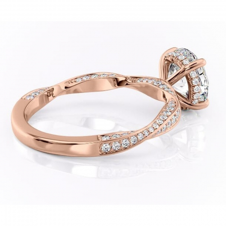 Inel de logodnă Rhea din aur Rose 14kt cu moissanite tăietură rotundă – Montură pavé rafinată pentru profil înalt | Personalizează și configurează gratuit online [2]