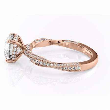 Inel de logodnă Rhea din aur Rose 14kt cu moissanite tăietură rotundă – Montură pavé rafinată pentru profil înalt | Personalizează și configurează gratuit online [5]