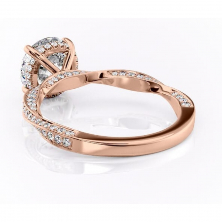 Inel de logodnă Rhea din aur Rose 14kt cu moissanite tăietură rotundă – Montură pavé rafinată pentru profil înalt | Personalizează și configurează gratuit online [3]